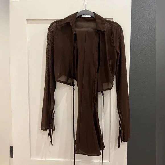 House of CB Mistress Rocks Calm Cocoa Mesh Set (Brown) Size XS - Picture 5 of 5